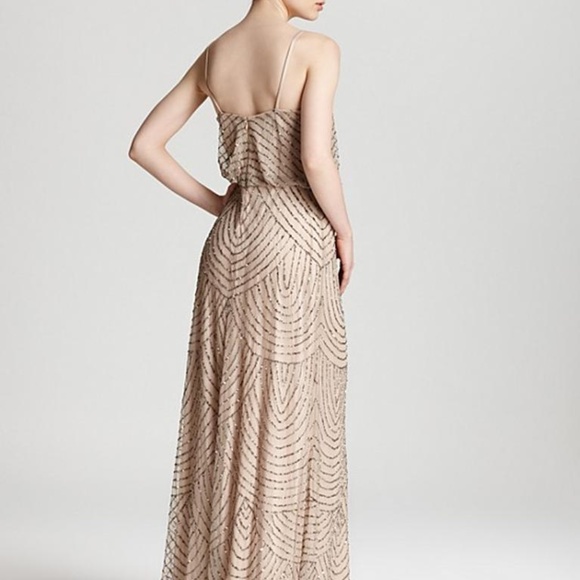 BHLDN Obreanna ADRIANNA PAPELL Taupe Pink Art Deco - Picture 4 of 10